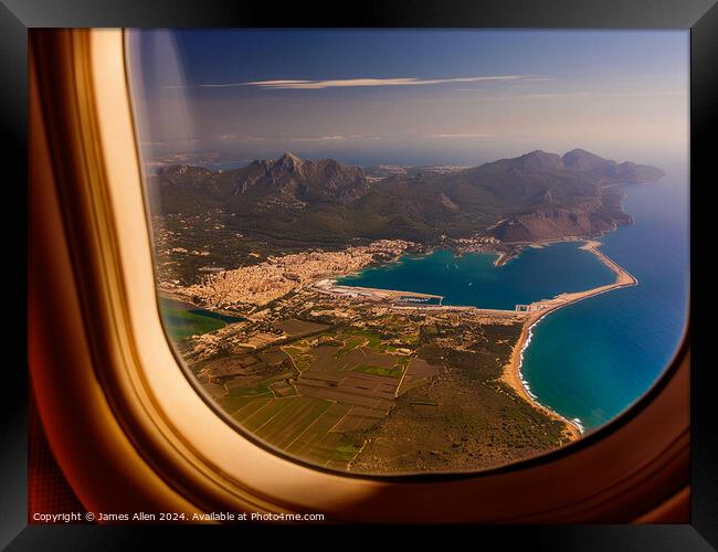 KLM Dutch Airlines Window View Of Palma Airport Mallorca Spain Framed Print by James Allen