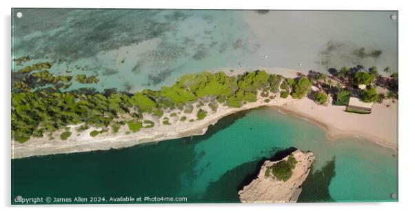 Drone Birdseye View Of Alcudia Beach Majorca, Spain Acrylic by James Allen