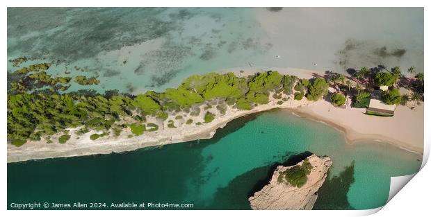 Drone Birdseye View Of Alcudia Beach Majorca, Spain Print by James Allen