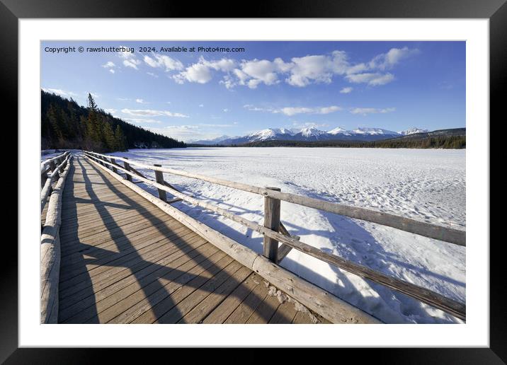 Icy Gateway: Bridge Leading to Pyramid Island, Canada Framed Mounted Print by rawshutterbug 