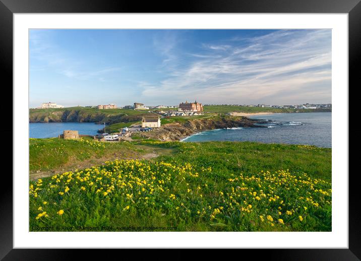 The North Cornish Coast, Newquay  Framed Mounted Print by Alison Chambers