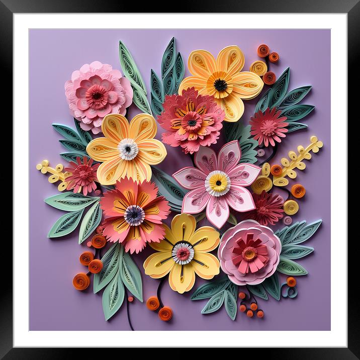 Floral Quilling Framed Mounted Print by Steve Smith