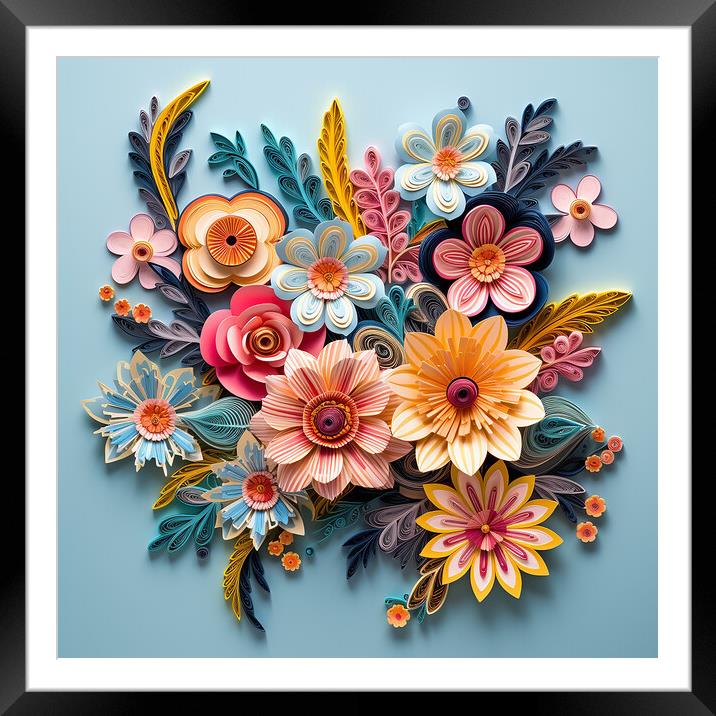 Floral Quilling Framed Mounted Print by Steve Smith