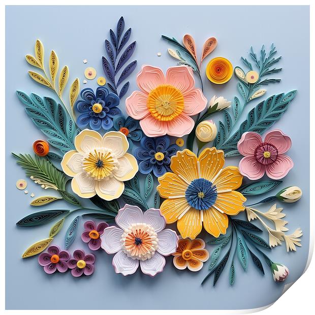 Floral Quilling Print by Steve Smith