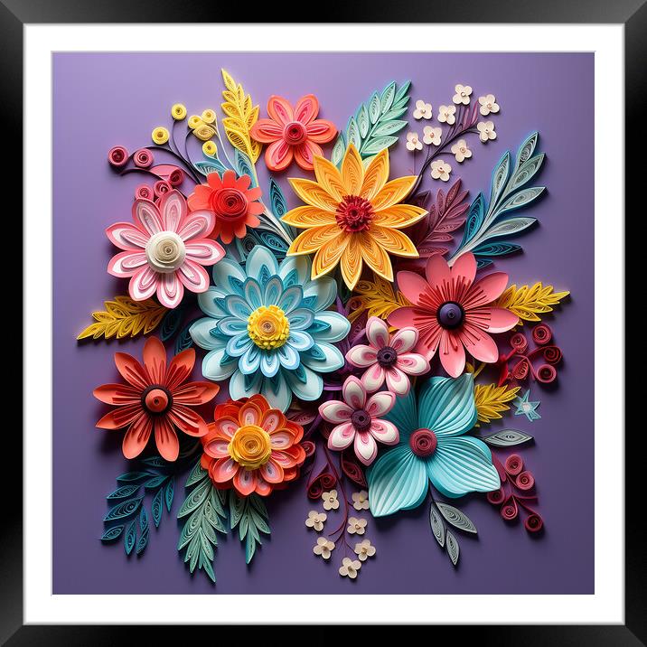 Floral Quilling Framed Mounted Print by Steve Smith