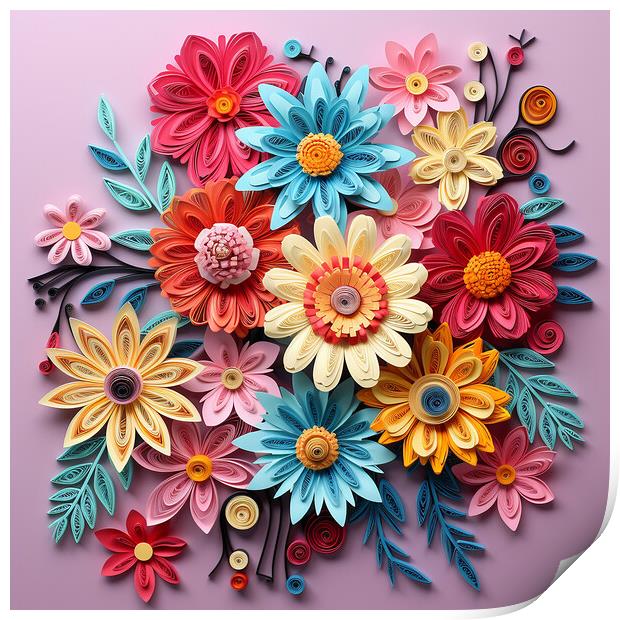 Floral Quilling Print by Steve Smith