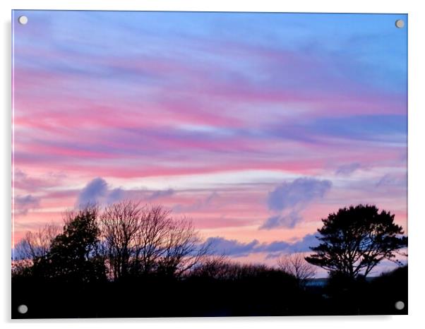 Cornish Sunset Acrylic by Beryl Curran