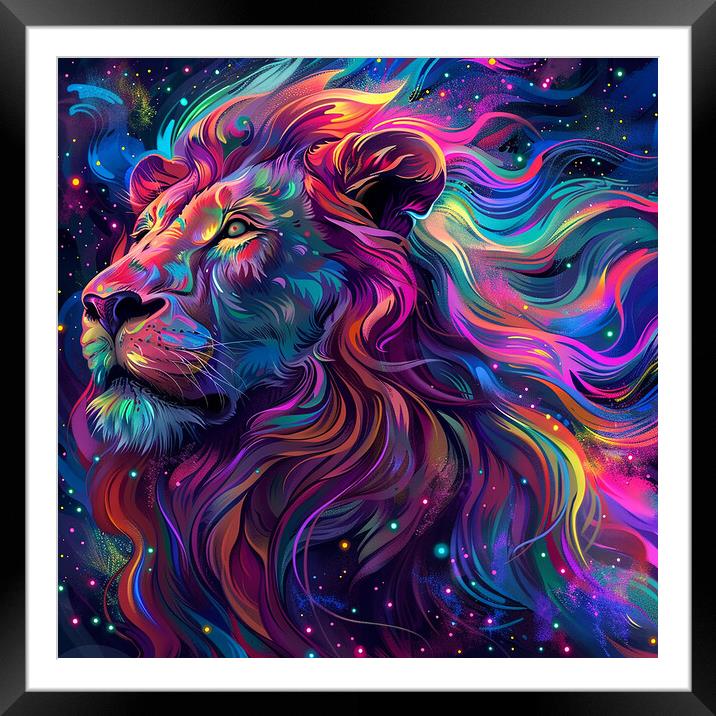 Rainbow Lion Framed Mounted Print by Steve Smith