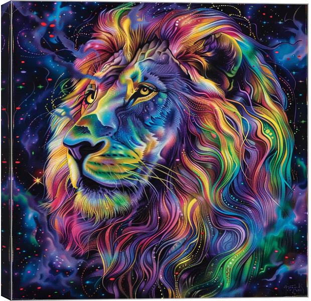 Rainbow Lion Canvas Print by Steve Smith