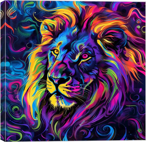 Rainbow Lion Canvas Print by Steve Smith