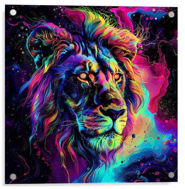 Rainbow Lion Acrylic by Steve Smith