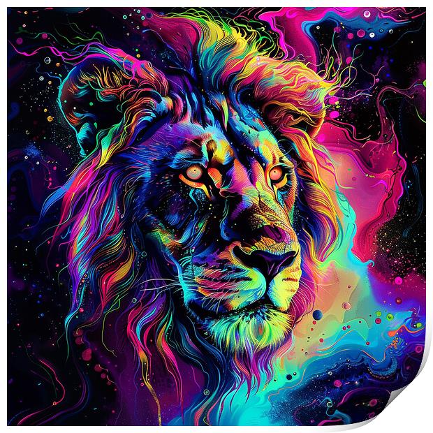 Rainbow Lion Print by Steve Smith