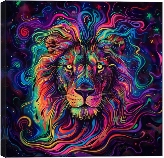 Rainbow Lion Canvas Print by Steve Smith