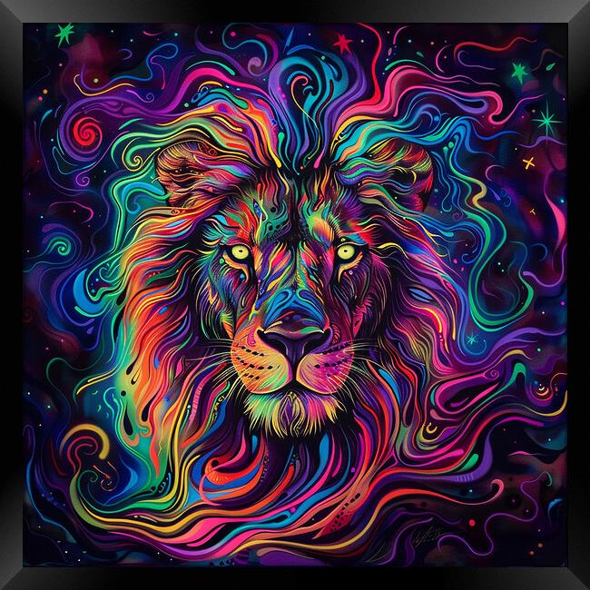 Rainbow Lion Framed Print by Steve Smith