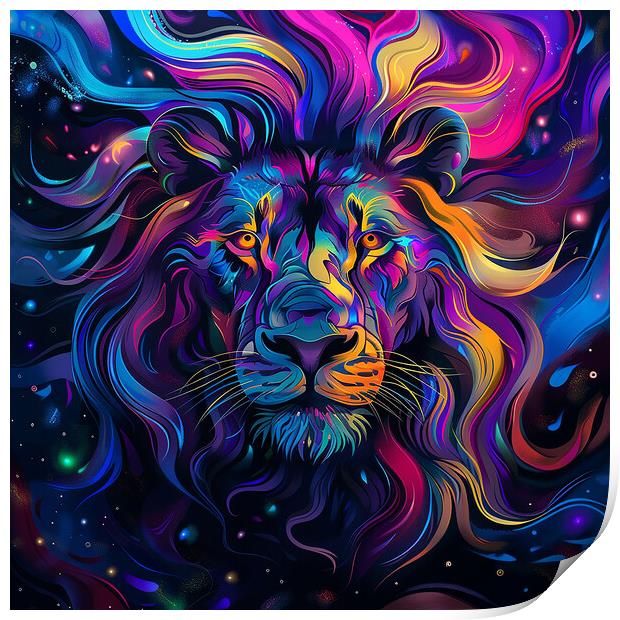 Rainbow Lion Print by Steve Smith