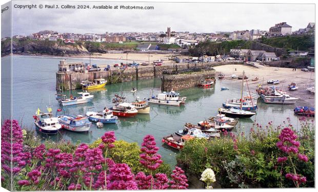 Newquay in Cornwall Canvas Print by Paul J. Collins