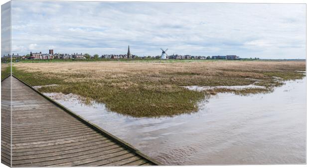 Lytham seafront over the jetty and marshes Canvas Print by Jason Wells