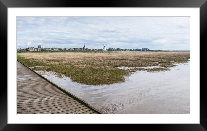 Lytham seafront over the jetty and marshes Framed Mounted Print by Jason Wells