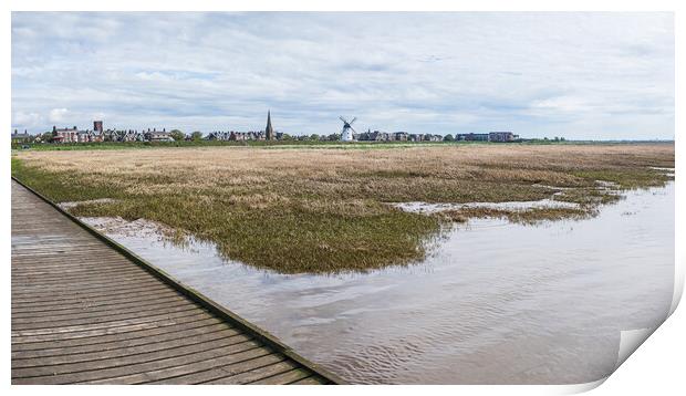 Lytham seafront over the jetty and marshes Print by Jason Wells