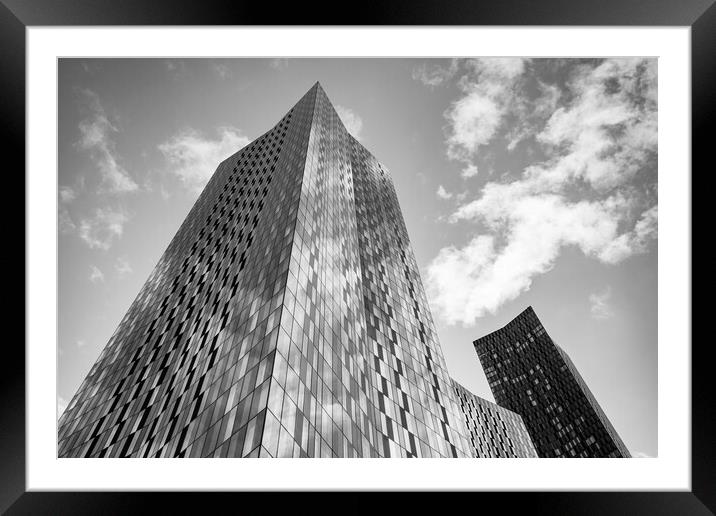 Deansgate Square in black and white Framed Mounted Print by Jason Wells