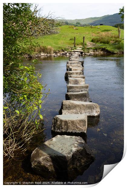 River Rothay Stepping Stones Print by Stephen Read