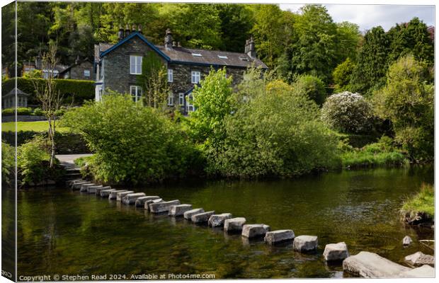 Stepping Stones across the River Rothay Canvas Print by Stephen Read