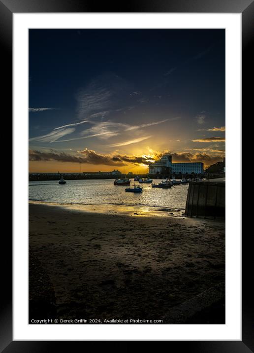 Folkestone Harbour sunset Framed Mounted Print by Derek Griffin