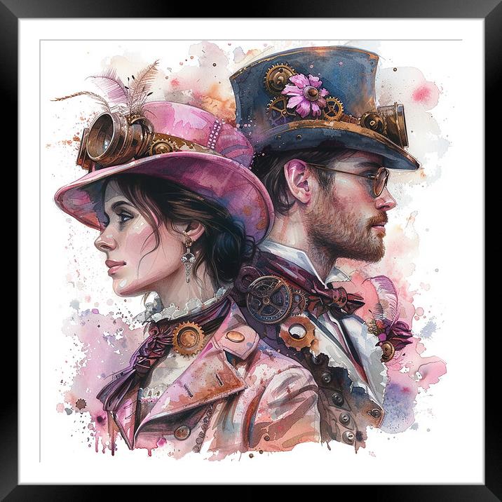 Steampunk Wedding In Pink Framed Mounted Print by Steve Smith