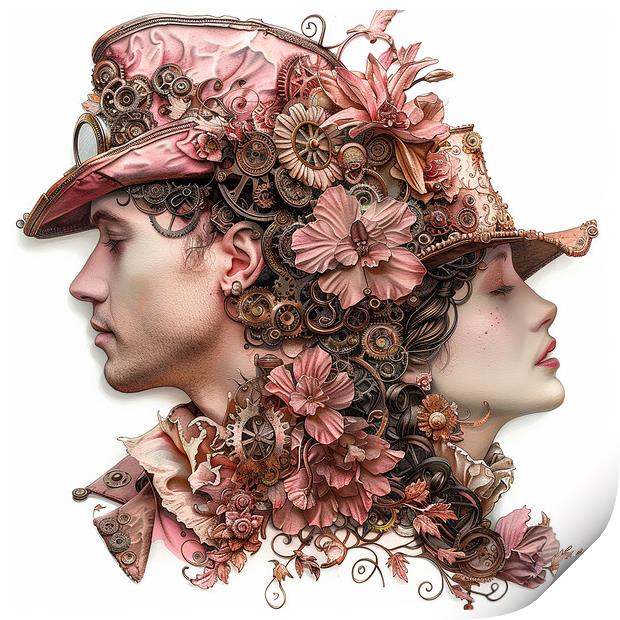 Steampunk Wedding In Pink Print by Steve Smith