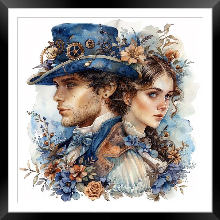 Steampunk Wedding In Blue Framed Mounted Print by Steve Smith