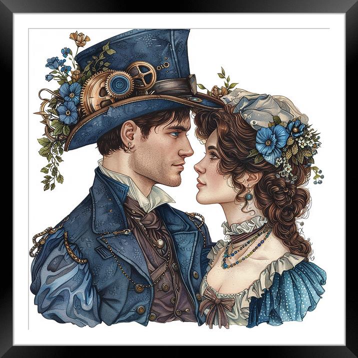 Steampunk Wedding In Blue Framed Mounted Print by Steve Smith