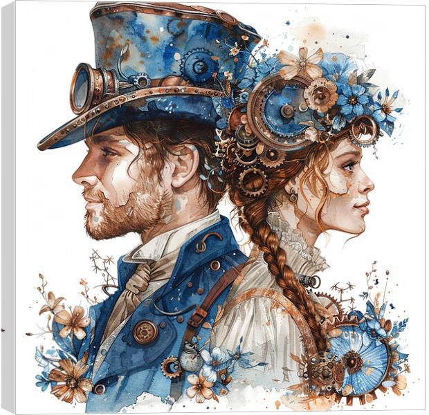 Steampunk Wedding In Blue Canvas Print by Steve Smith