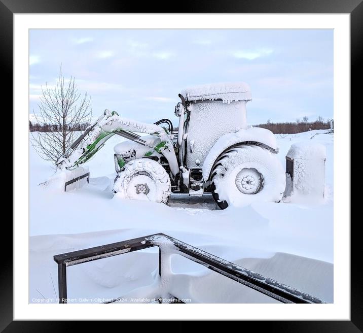 A snow-encased tractor after snowstorm  Framed Mounted Print by Robert Galvin-Oliphant