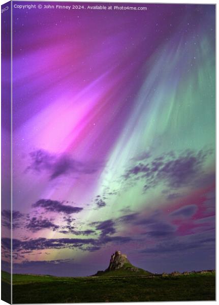 Coronal Mass Ejection over Lindisfarne Castle Canvas Print by John Finney