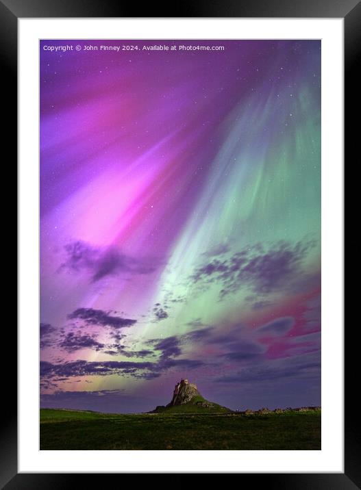 Coronal Mass Ejection over Lindisfarne Castle Framed Mounted Print by John Finney