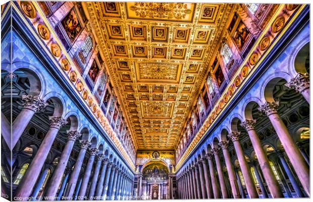 Long Columns Nave Papal Basilica Paul Beyond Walls Rome Italy Canvas Print by William Perry