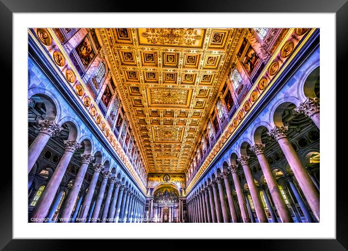 Long Columns Nave Papal Basilica Paul Beyond Walls Rome Italy Framed Mounted Print by William Perry