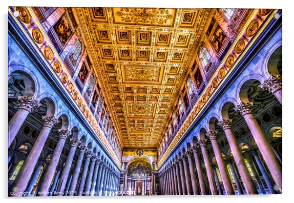 Long Columns Nave Papal Basilica Paul Beyond Walls Rome Italy Acrylic by William Perry