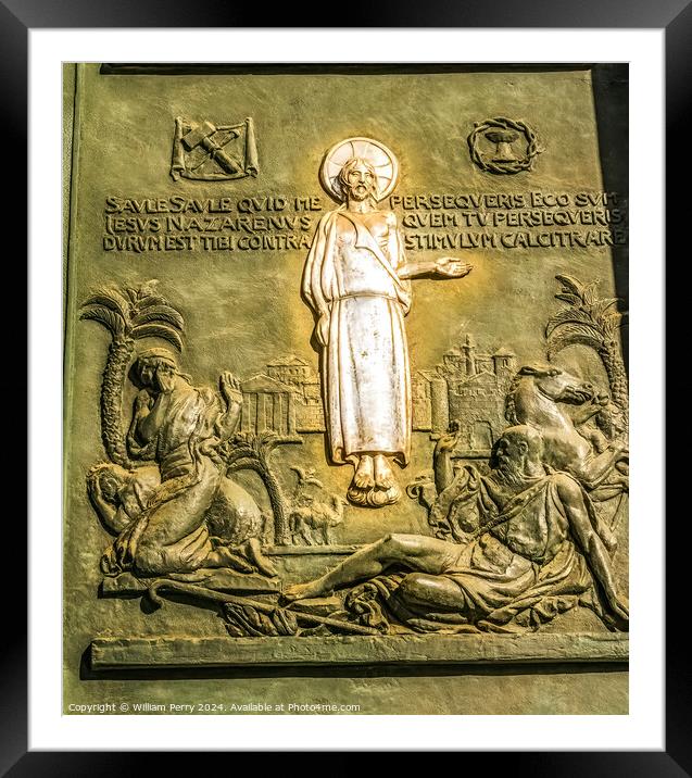 Jesus Holy Door Papal Basilica Paul Beyond Walls Rome Italy Framed Mounted Print by William Perry