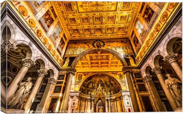 Ciborium Tomb Papal Basilica Paul Beyond Walls Rome Italy Canvas Print by William Perry