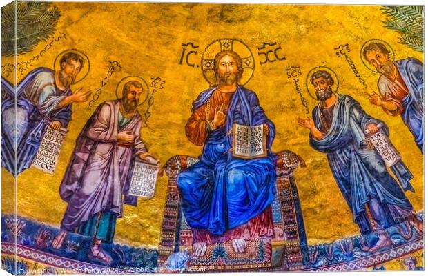 Jesus Disciples Mosaic Paul Beyond Walls Rome Italy Canvas Print by William Perry