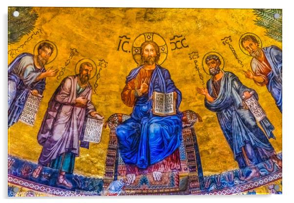 Jesus Disciples Mosaic Paul Beyond Walls Rome Italy Acrylic by William Perry