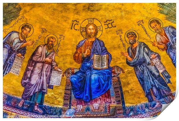 Jesus Disciples Mosaic Paul Beyond Walls Rome Italy Print by William Perry