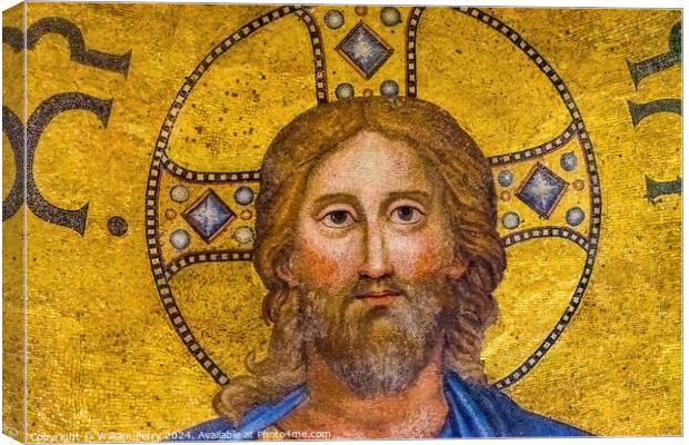 Ancient Jesus Mosaic Paul Beyond Walls Rome Italy Canvas Print by William Perry