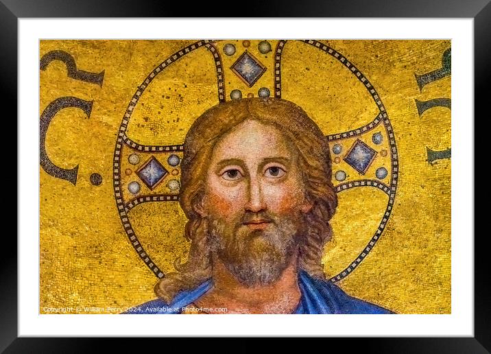 Ancient Jesus Mosaic Paul Beyond Walls Rome Italy Framed Mounted Print by William Perry