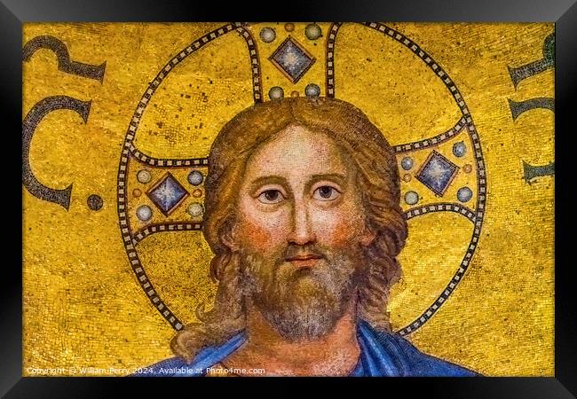 Ancient Jesus Mosaic Paul Beyond Walls Rome Italy Framed Print by William Perry