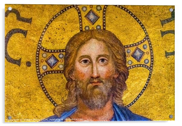 Ancient Jesus Mosaic Paul Beyond Walls Rome Italy Acrylic by William Perry