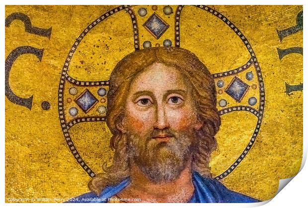 Ancient Jesus Mosaic Paul Beyond Walls Rome Italy Print by William Perry