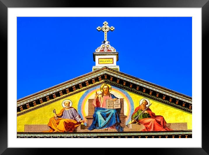 Jesus Mosaic Facade Papal Basilica Paul Beyond Walls Rome Italy Framed Mounted Print by William Perry