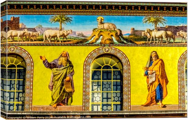 Disciples Lamb Mosaics Paul Beyond Walls Rome Italy Canvas Print by William Perry